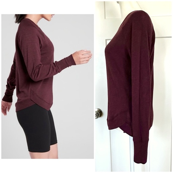 Athleta Soft Cassis Heather Long Sleeve Mindset Sweatshirt - size xs - Picture 3 of 9